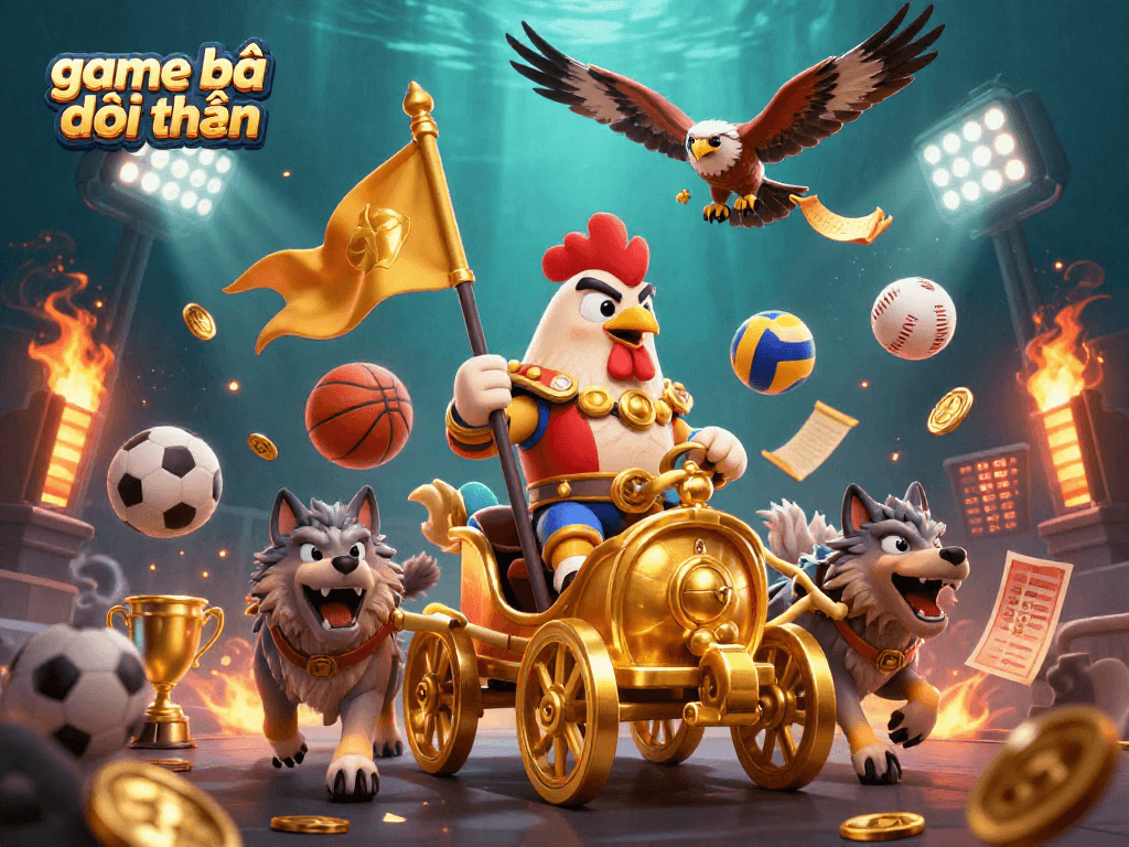 Engage in game bài đổi thưởng with a colorful and dynamic casino scene featuring game elements.
