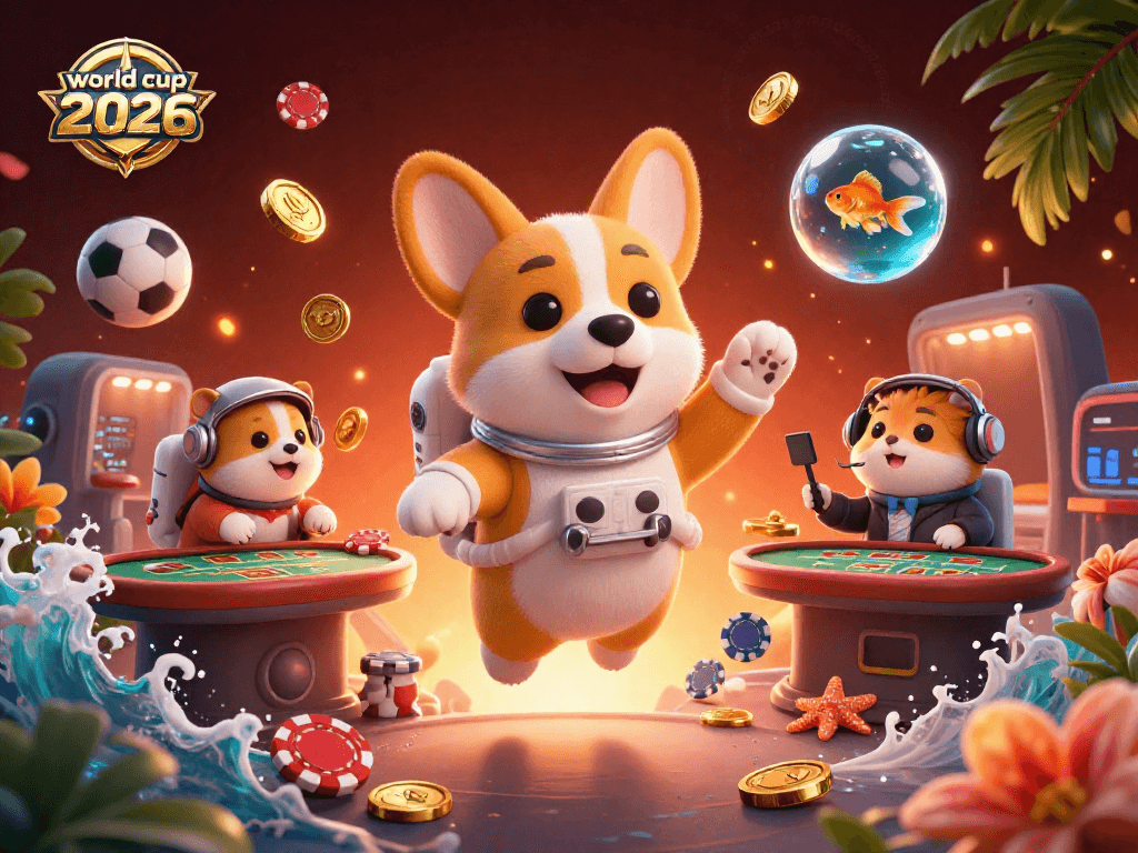 Engage with the world cup 2026 substitutions in this vibrant casino-themed 3D illustration featuring playful characters.