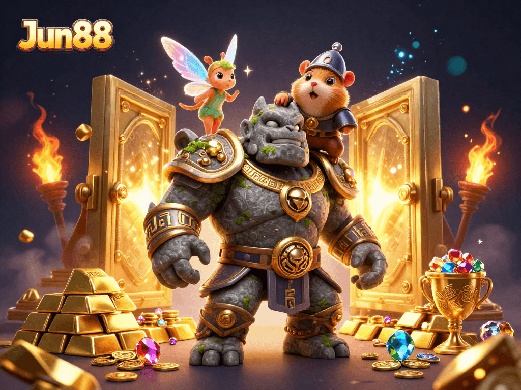Spin and win with Jun88's exciting gaming experience featuring magical creatures and treasure!