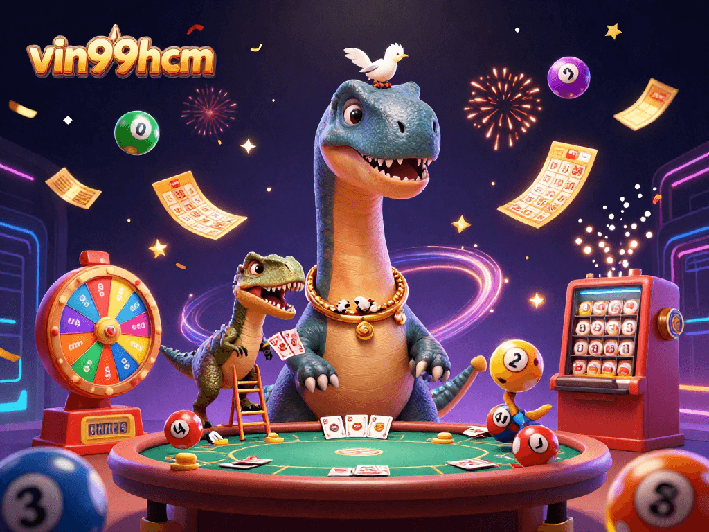 Engage in thrilling casino vibes with vin99hcm's vibrant gaming scene and lively characters.