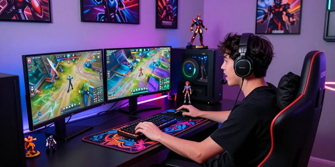 Exciting gaming setup showcasing lucky77 competitive matches and vibrant gaming culture