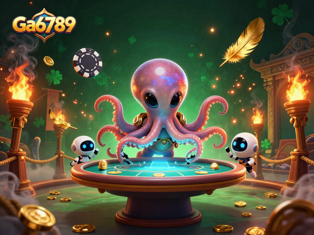 Engage in stunning gameplay at Ga6789 featuring an alien octopus and vibrant casino action.