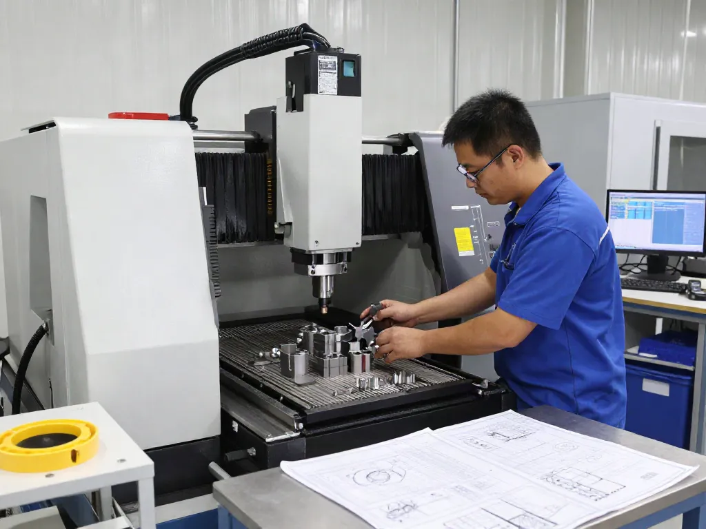 Leading aerospace CNC parts manufacturers showcasing a technician operating advanced CNC machinery in a precision aerospace manufacturing facility.