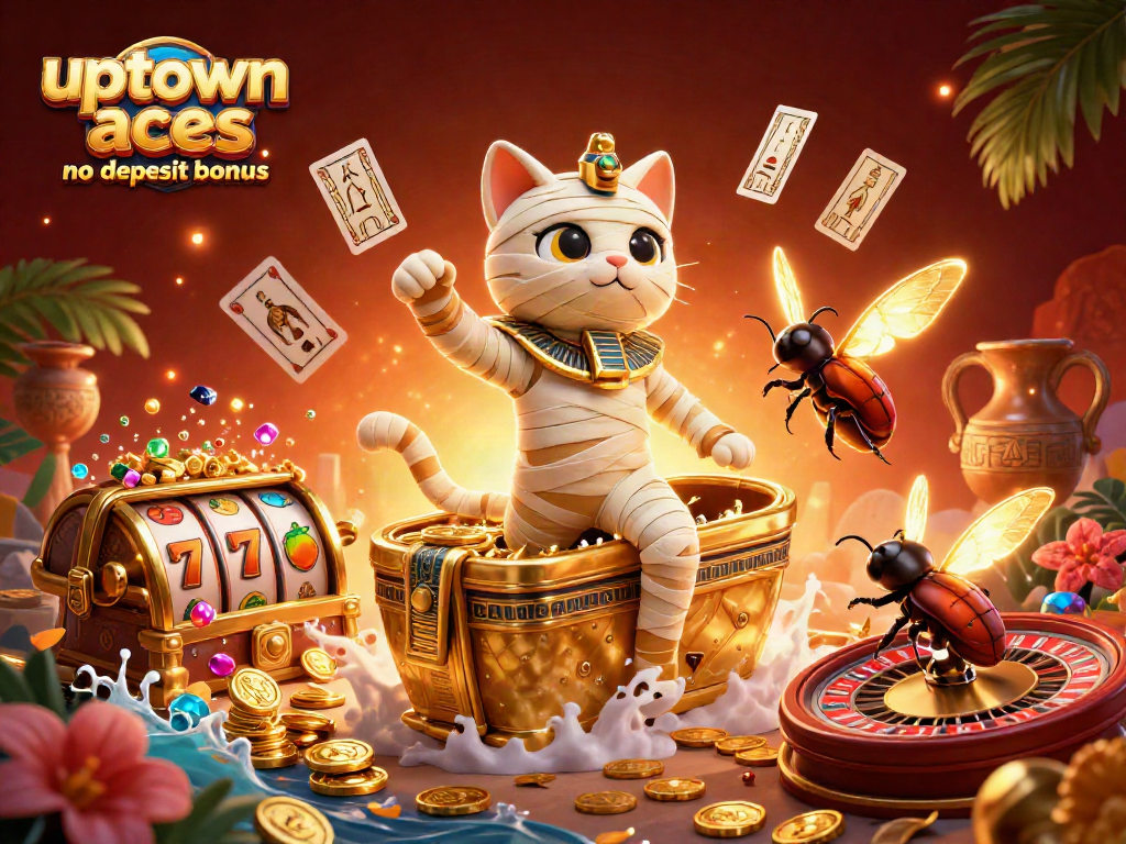 Experience the thrill of the uptown aces casino no deposit bonus with animated characters and casino elements.