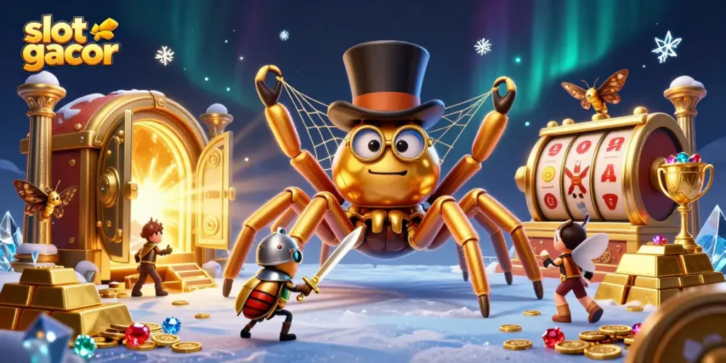 Experience the excitement of slot gacor with our vibrant, dynamic casino illustration featuring enchanting characters.