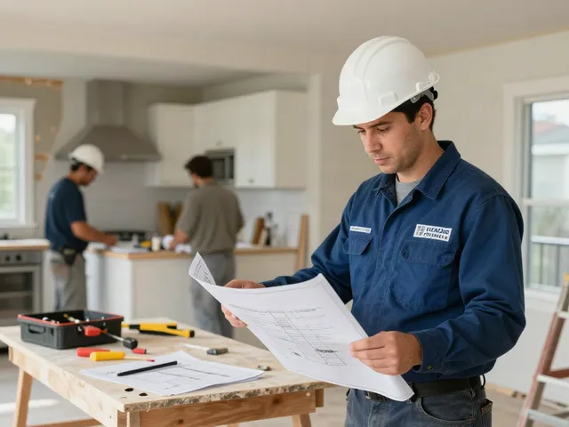 Experienced home renovation professionals working at a nearby business site in Seattle, showcasing community services.