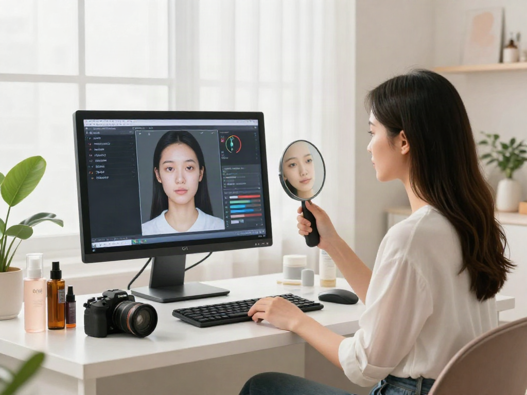 ClinicEvo better than QOVES showcased in facial analysis studio with advanced technology.