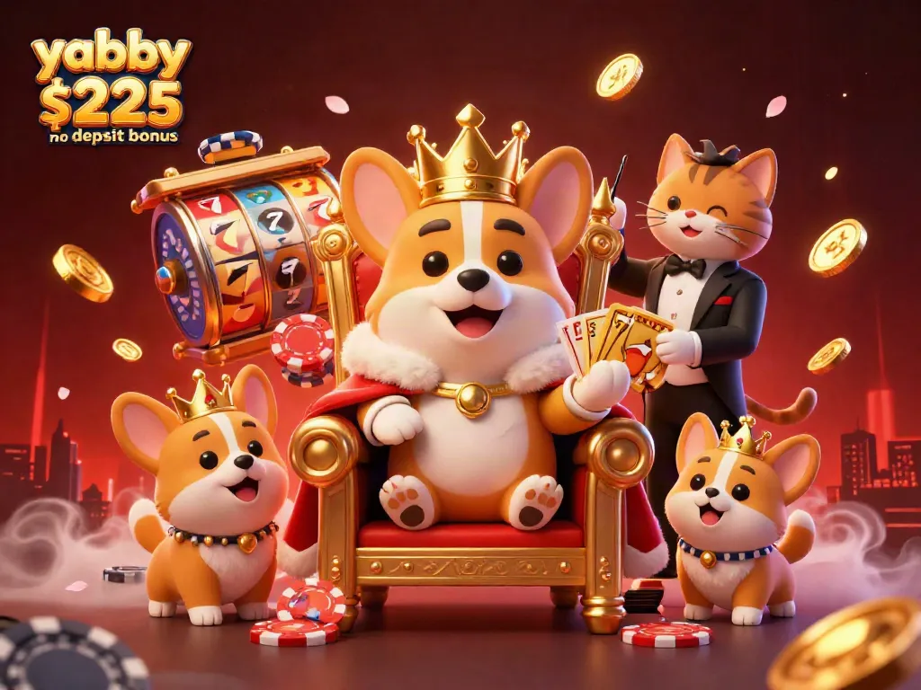 Win big at yabby casino $225 no deposit bonus with the royal corgi and vibrant gaming elements.