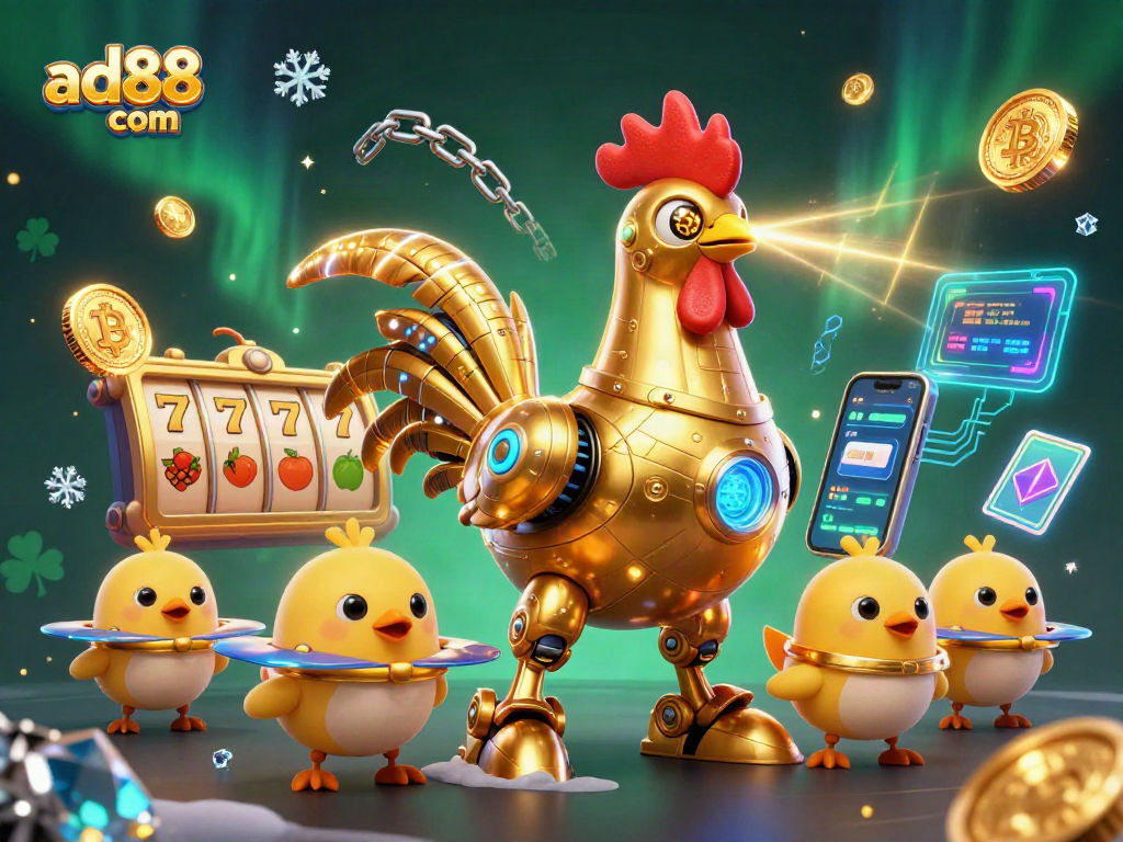 Experience thrilling games with ad88 com as the golden rooster robot and baby chick drones offer exciting slot adventures.