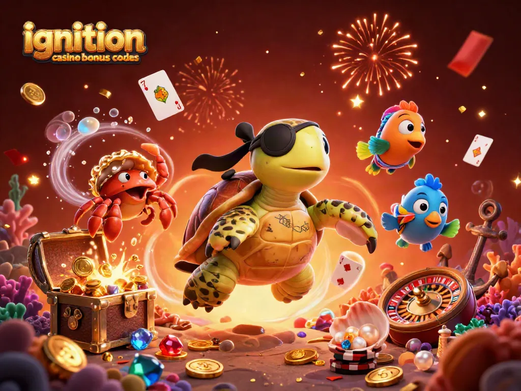 Engage with the exciting Ignition Casino bonus codes showcased in this vibrant illustration of a pirate-themed casino scene.