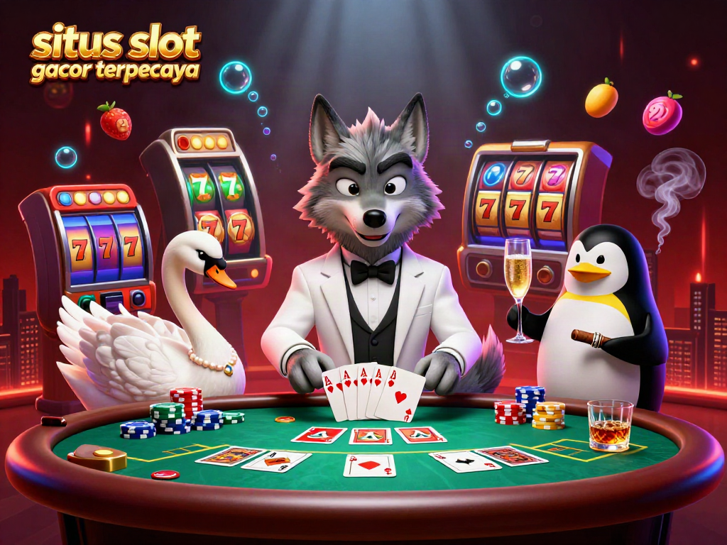 Experience the excitement of situs slot gacor terpercaya with a lively casino scene featuring vibrant characters and game elements.