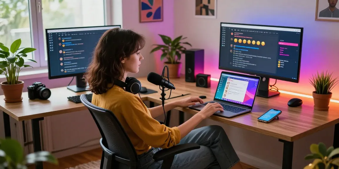 Vibrant home office scene showcasing nsfw chat interactions with lively displays and inviting atmosphere.