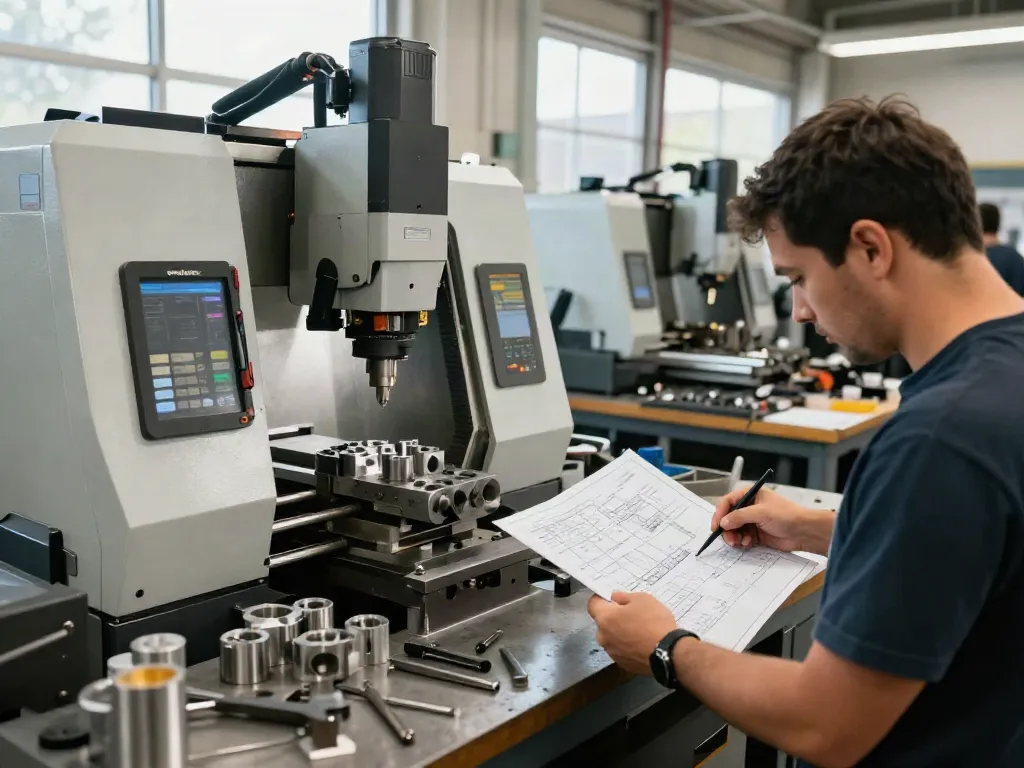 Highly skilled technicians at a machine shop houston working on CNC machinery and custom components with precision.