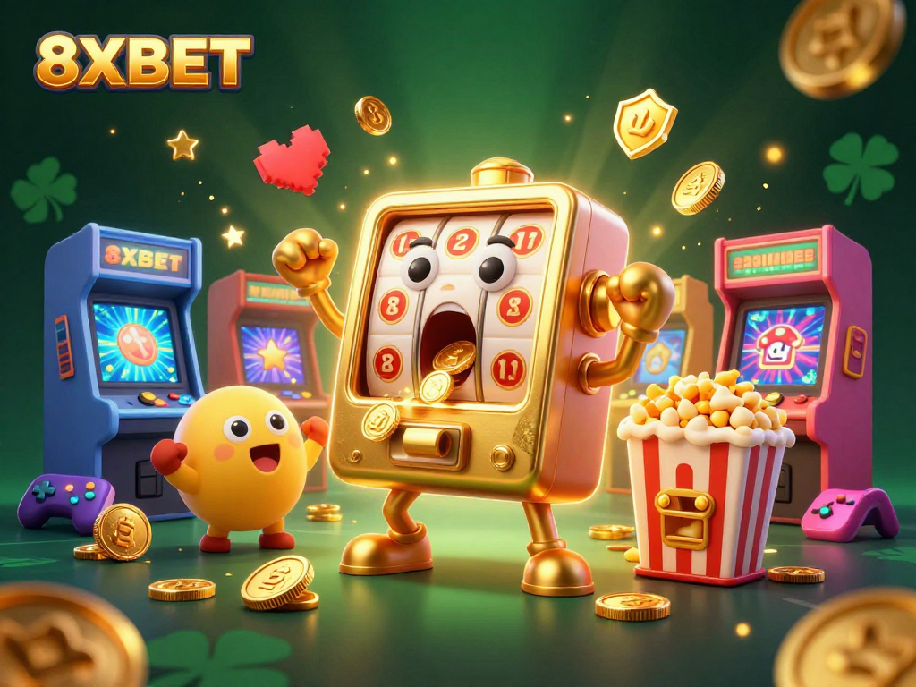 8XBET engages players with a stunning casino experience featuring lively slot machines and arcade games.