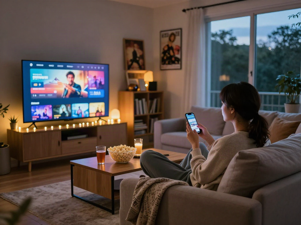 Enjoy the Moviebox app download for a cozy movie night experience with popcorn and vibrant entertainment.