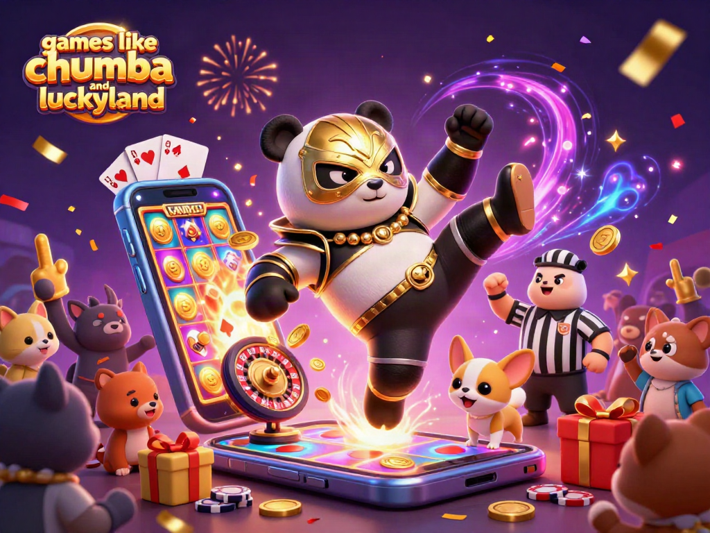 Spin big with games like chumba and luckyland, featuring slots, coins, and a vibrant casino scene.