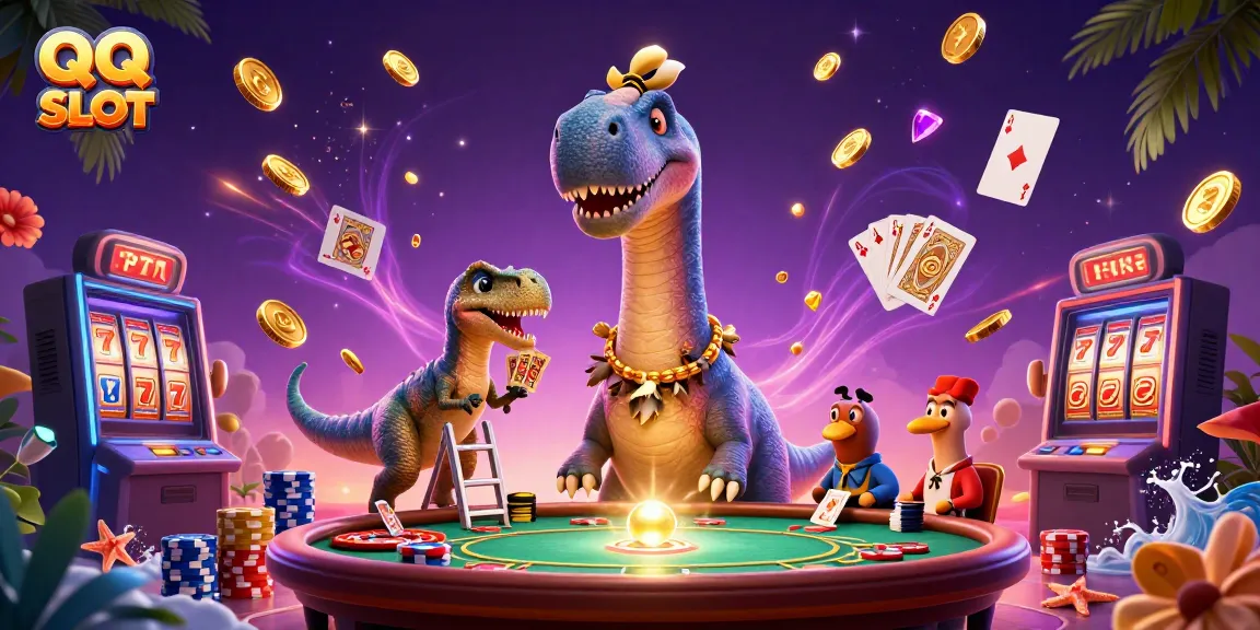 Engage with QQ SLOT's exhilarating casino adventure featuring vibrant cartoon characters.