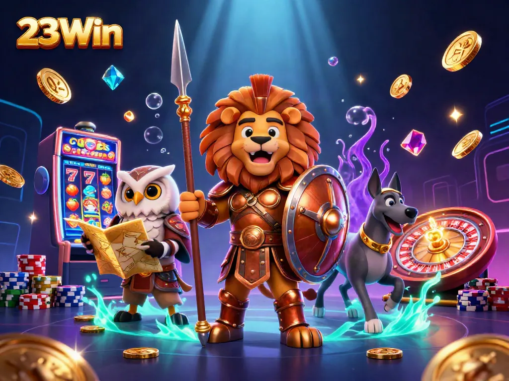 Win big with 23Win as a Spartan lion, sparkling gems, and dynamic slot themes come alive.