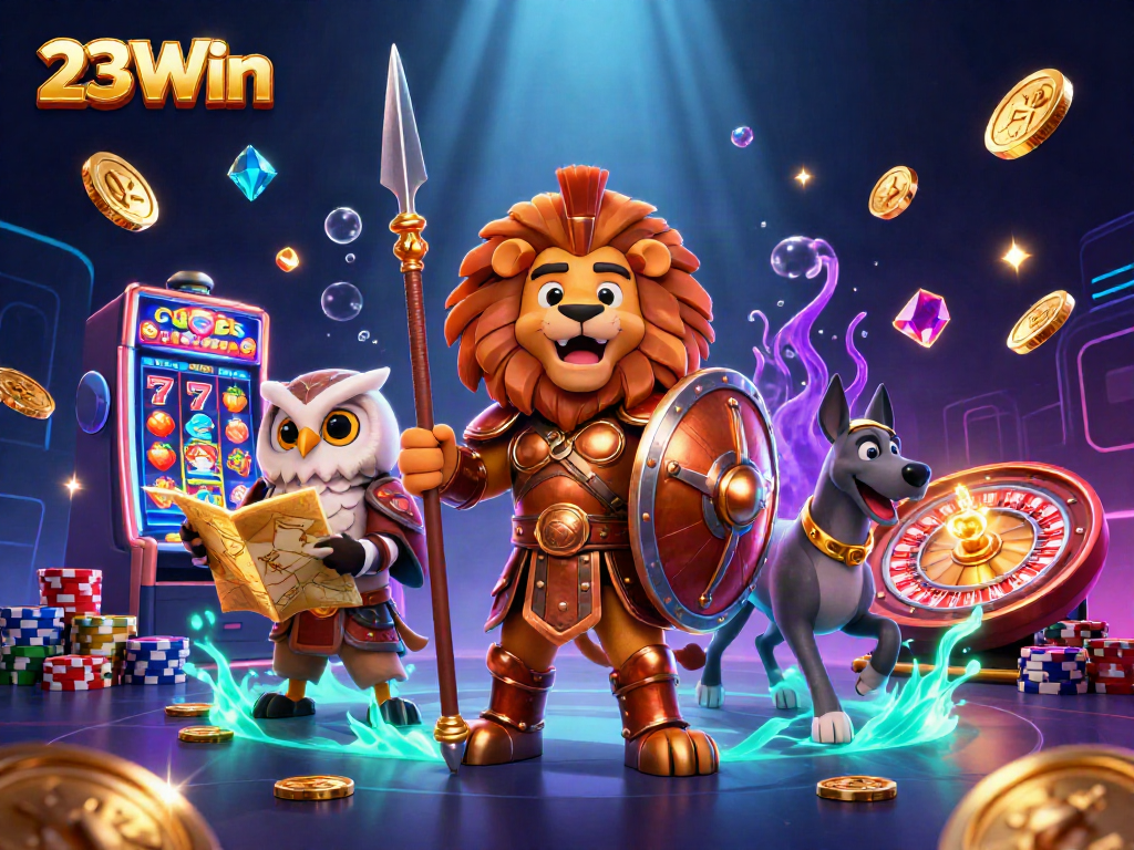 Win big with 23Win as a Spartan lion, sparkling gems, and dynamic slot themes come alive.