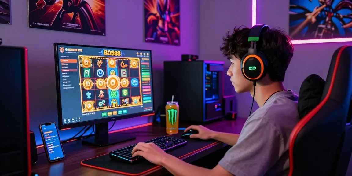 Engaged player on the BOS88 platform enjoying an exciting online gaming experience.