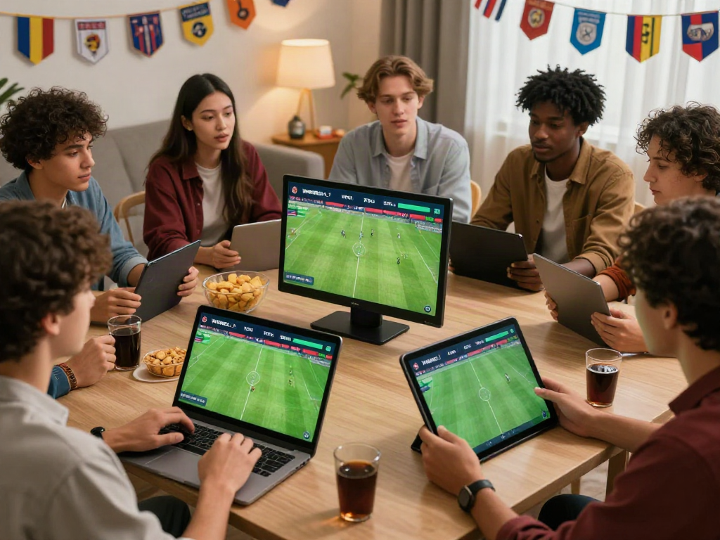 Friends engaging with the WWBOLA platform in a lively sports betting environment.