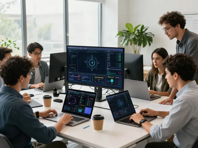 Collaboration in the AI Token Economy with diverse professionals analyzing power management analytics.