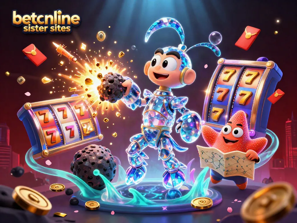 Experience thrilling gaming action at betonline sister sites with vibrant 3D characters and casino elements.