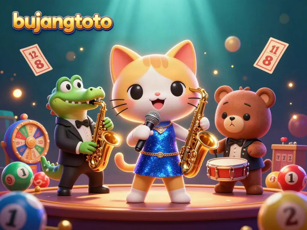 Experience the vibrant energy of bujangtoto lottery games with our lively 3D casino illustration.