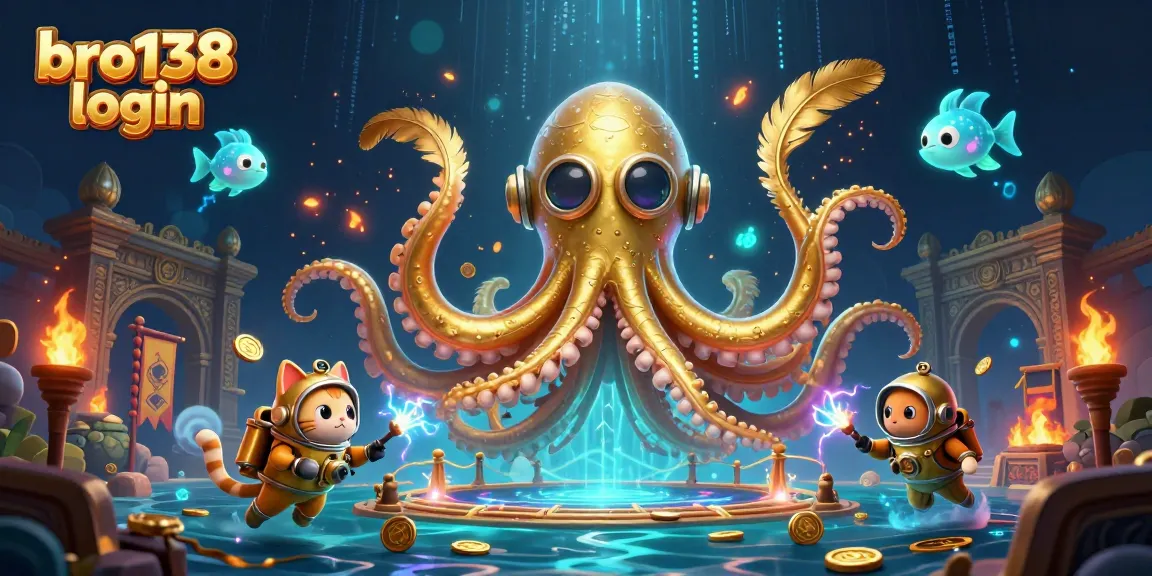 Engage in thrilling gameplay with bro138 login, showcasing vibrant underwater characters and casino elements.