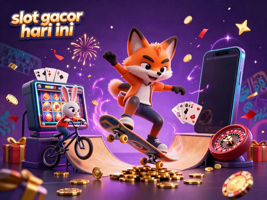 Experience thrilling wins with slot gacor hari ini in this vibrant 3D casino scene.