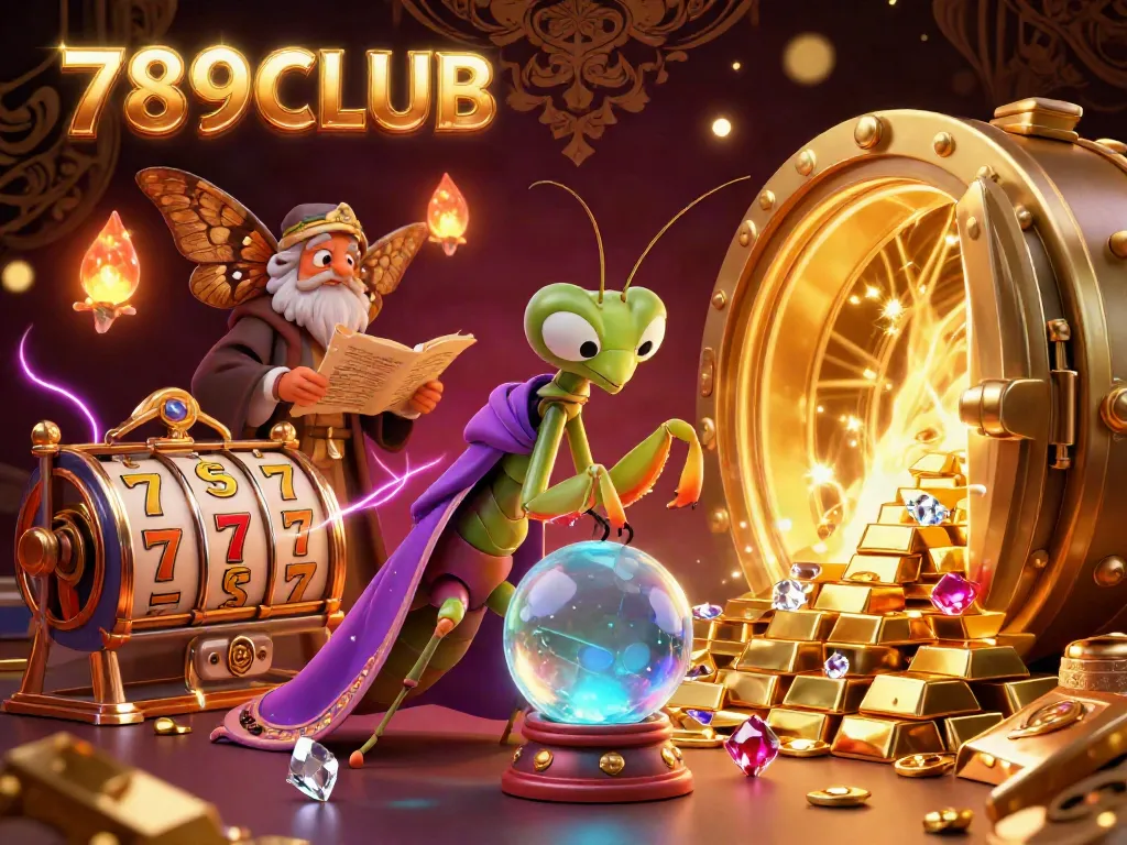 [Action] Engage with thrilling experiences at 789CLUB, featuring vibrant characters and slot elements in a mystical setting.
