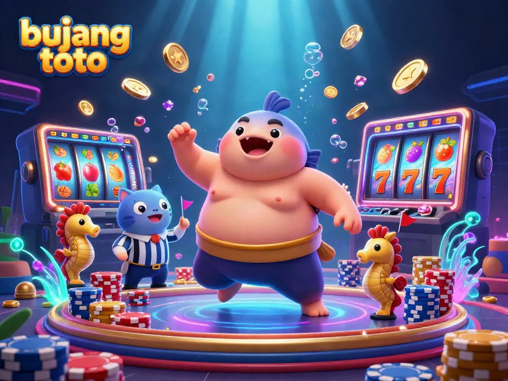 Engage with bujang toto's exciting slot adventure featuring a fugu, catfish referee, and vibrant treasures!