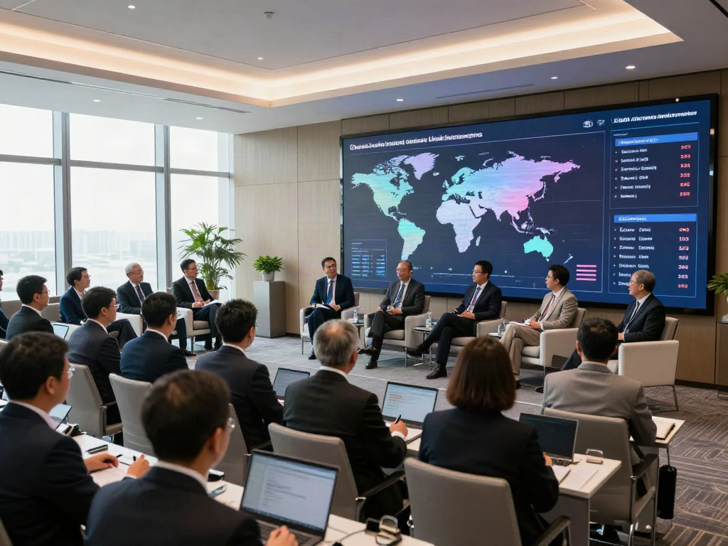 Panel discussion on the world largest insurance company insights at a corporate conference.